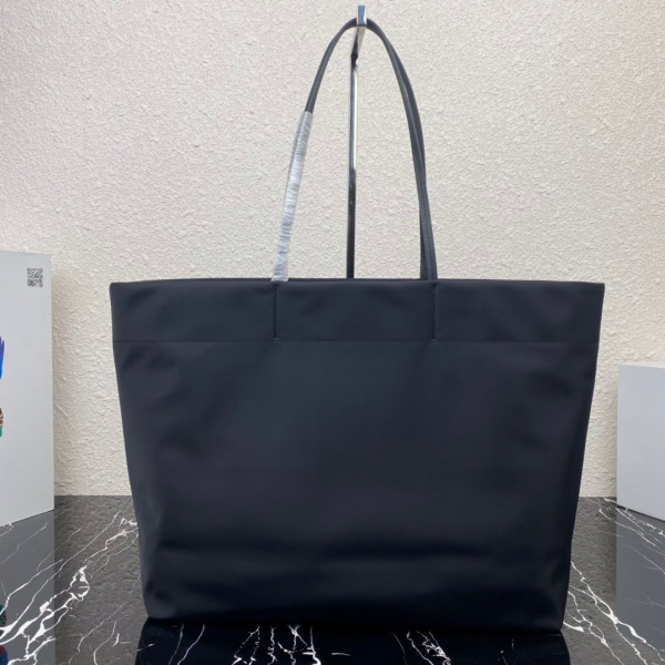 Pra*a re-nylon and saffiano leather tote bag