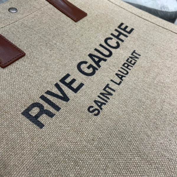 YSL RIVE GAUCHE N/S SHOPPING BAG IN LINEN AND COTTON