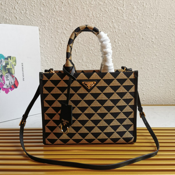 Pra*a small symbole jacquard fabric handbag