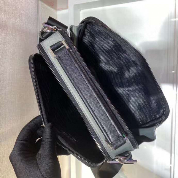 Pra*a brique saffiano leather cross-body bag