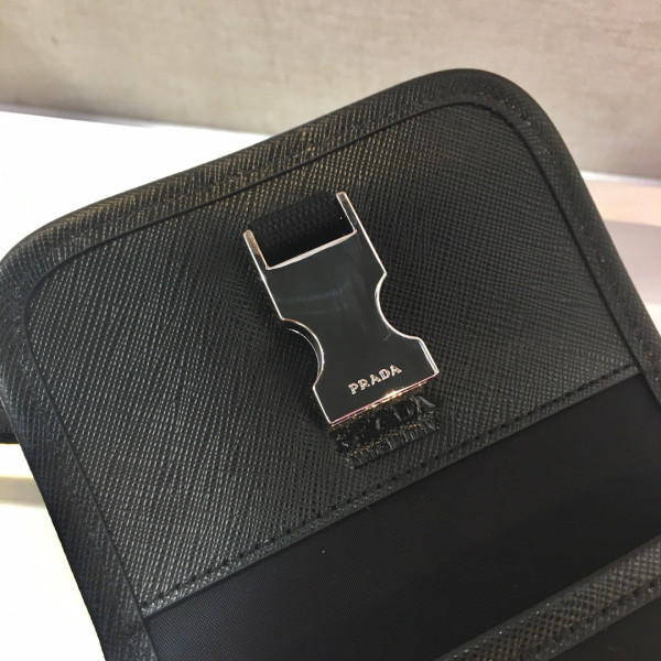 Pra*a nylon and saffiano leather smartphone case