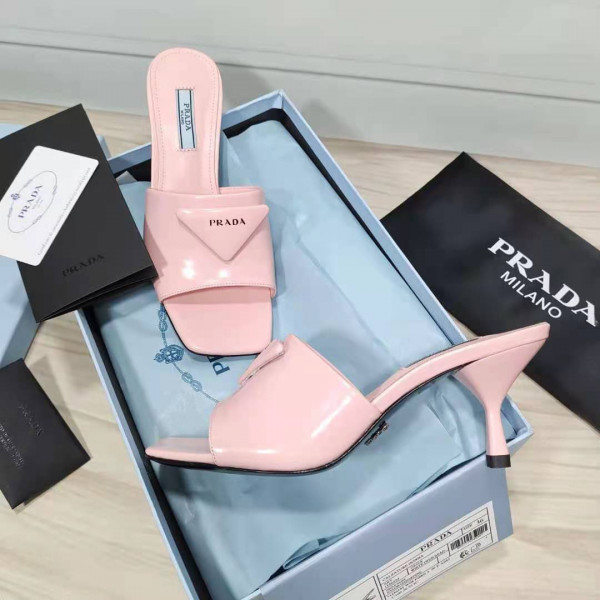 Pra*a brushed leather mid-heeled slides
