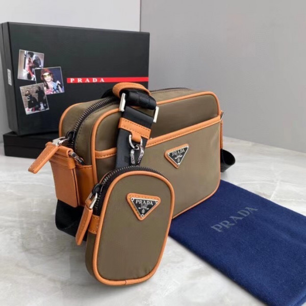 Pra*a re-nylon and saffiano leather shoulder bag