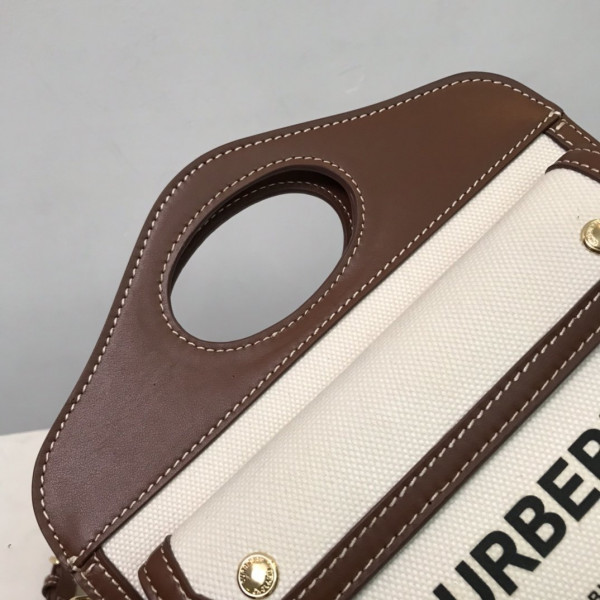 B**rry mini two-tone canvas and leather pocket bag