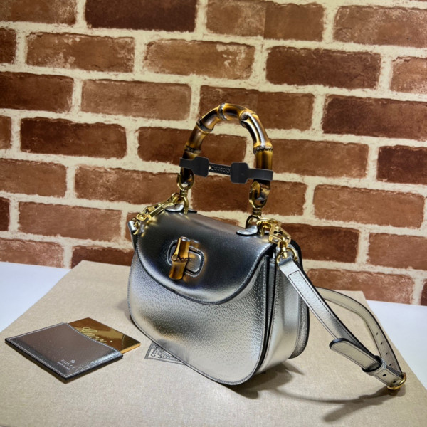 G*u*i small top handle bag with bamboo