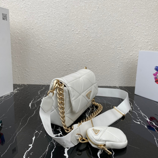 Pra*a system nappa leather patchwork bag
