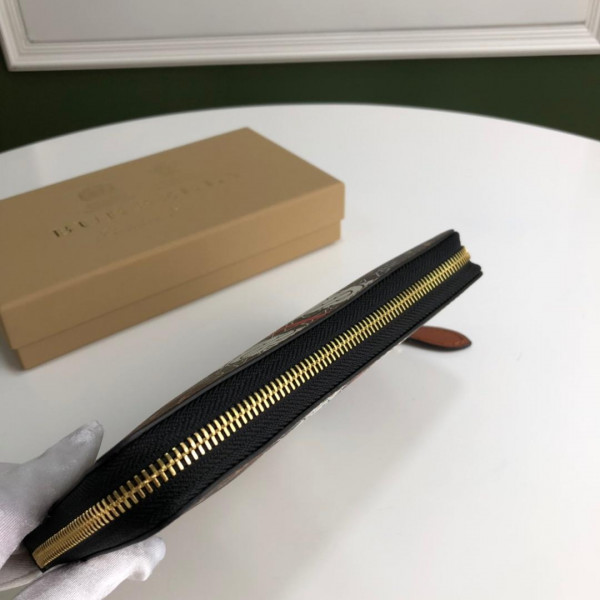 B**rry monogram stripe e-canvas and leather ziparound wallet