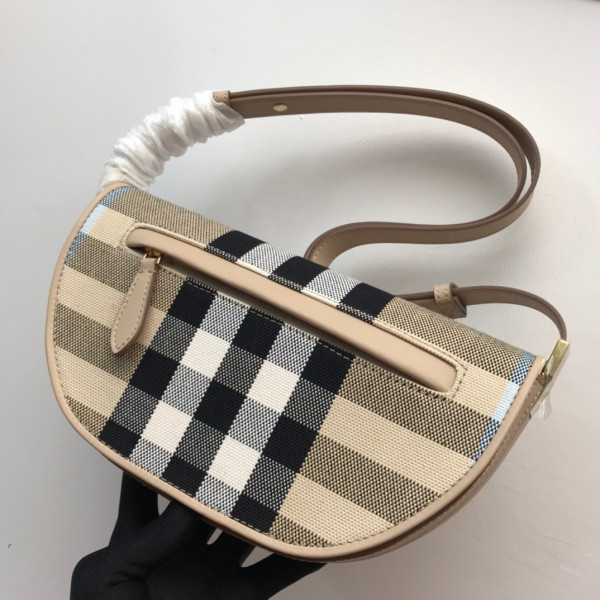 B**rry small check canvas and leather olympia bag