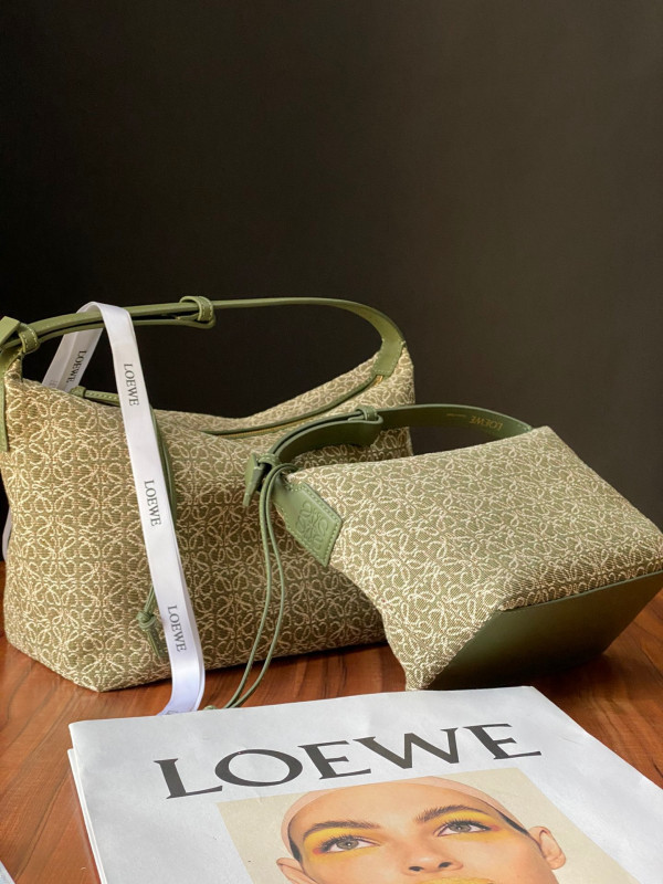 LOEWE small Cubi bag in Anagram jacquard and calfskin