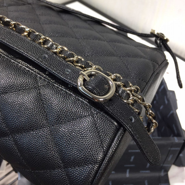 CL BACKPACK IN CAVIAR WITH GOLD HARDWARE