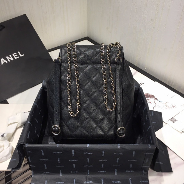 CL BACKPACK IN CAVIAR WITH GOLD HARDWARE
