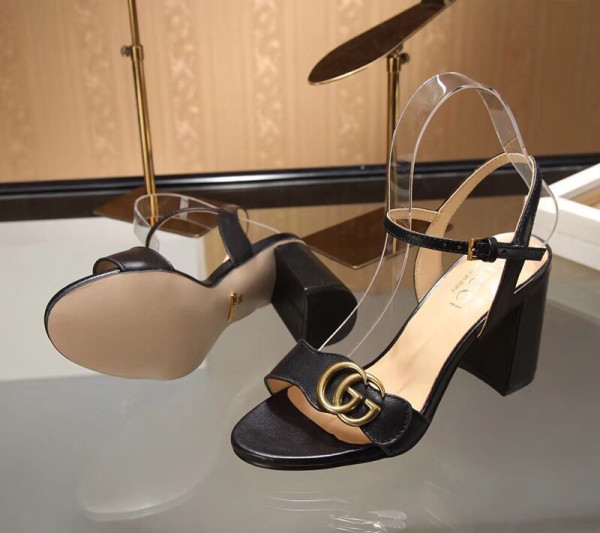 G*u*i leather mid-heel sandal
