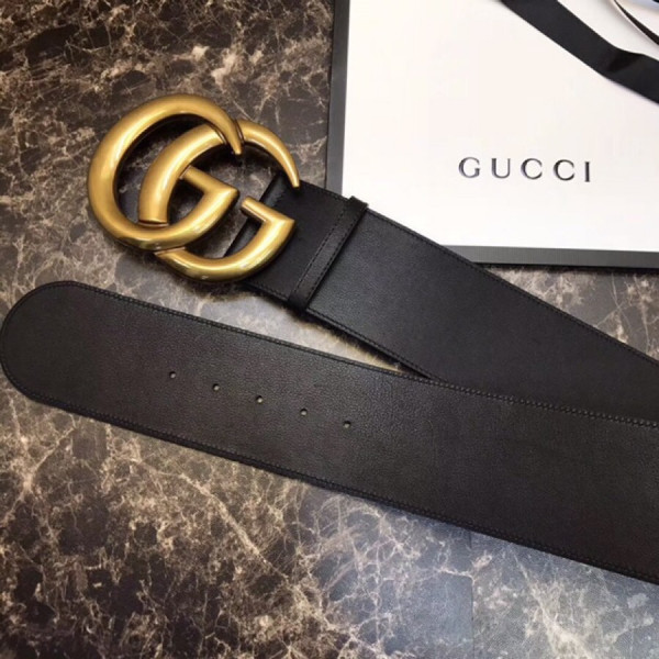 G*u*i wide leather belt with double g