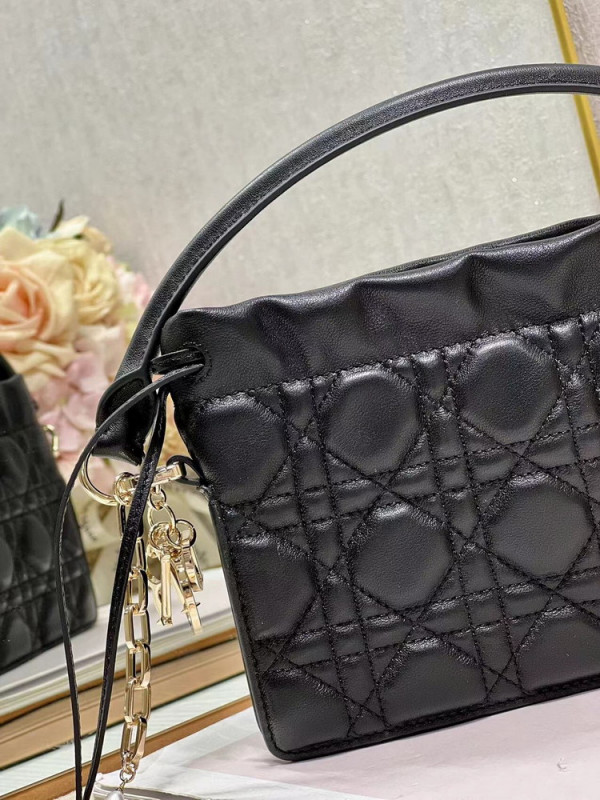 lady D*or top handle drawstring mini bag