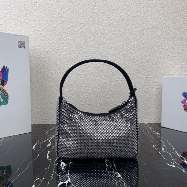Pra*a satin mini-bag with artificial crystals