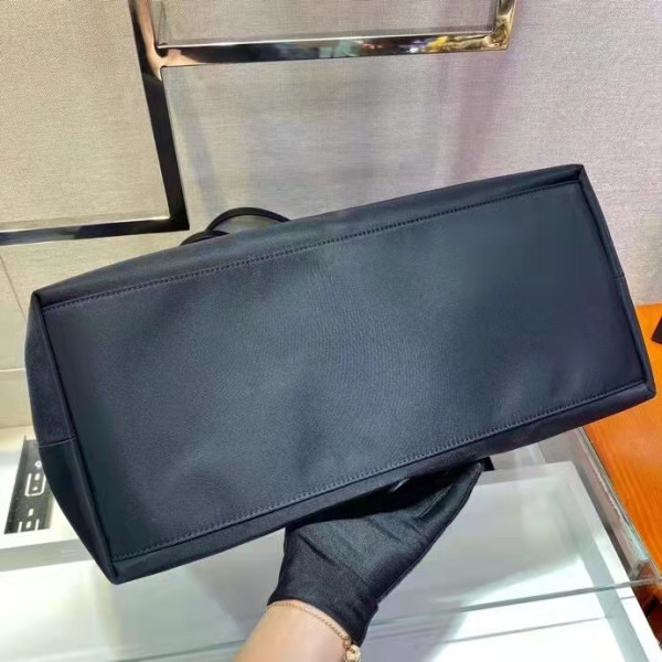 Pra*a re-nylon and saffiano leather tote bag