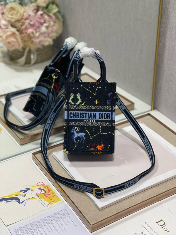 mini D*or book tote phone bag