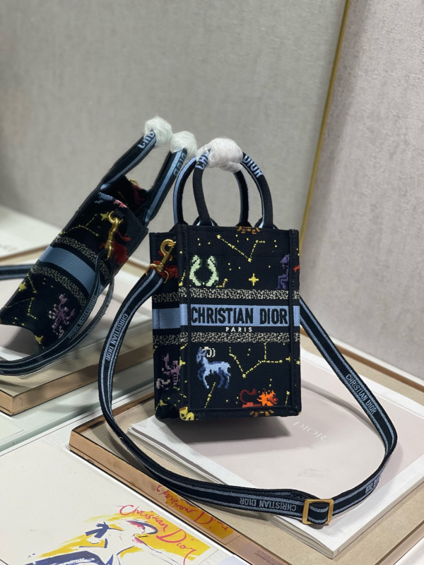mini D*or book tote phone bag