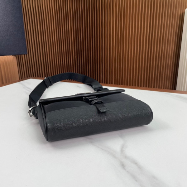 Pra*a re-nylon and leather shoulder bag