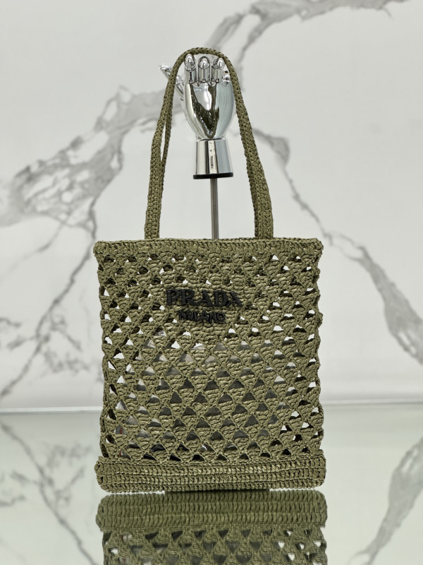 Pra*a woven fabric crochet tote bag