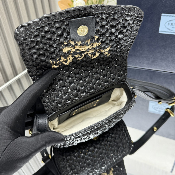 Pra*a crochet and leather shoulder bag