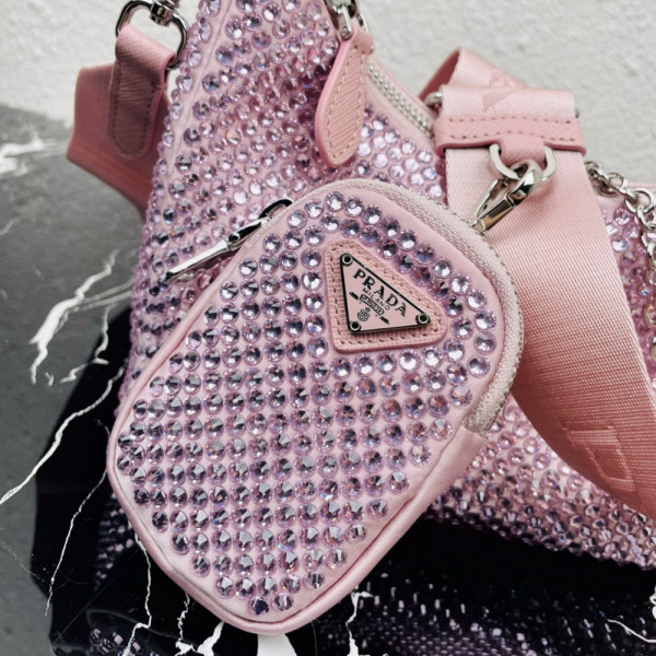Pra*a re-edition 2005 satin bag with crystals